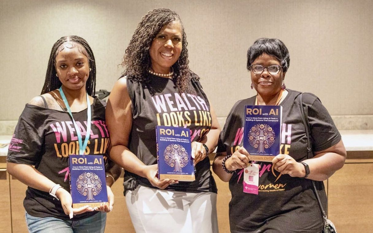 Readers holding pre-sale copies of ROI with AI